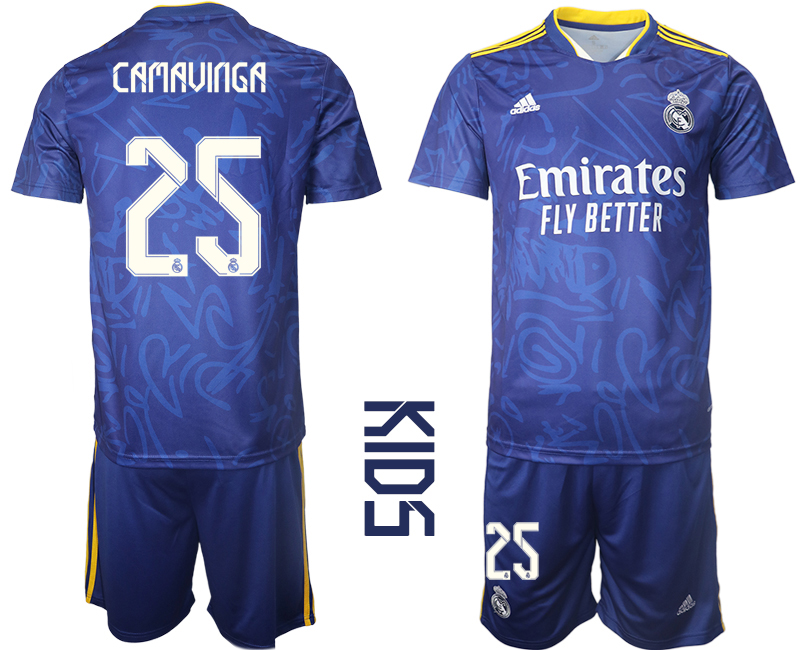 Youth 2021-2022 Club Real Madrid away blue #25 Soccer Jersey->youth soccer jersey->Youth Jersey